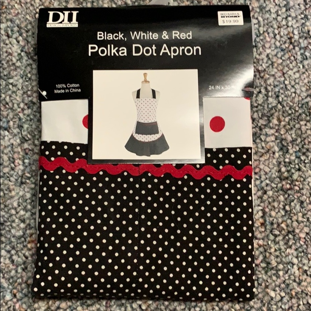 Black, White and Red Polka Dot Apron